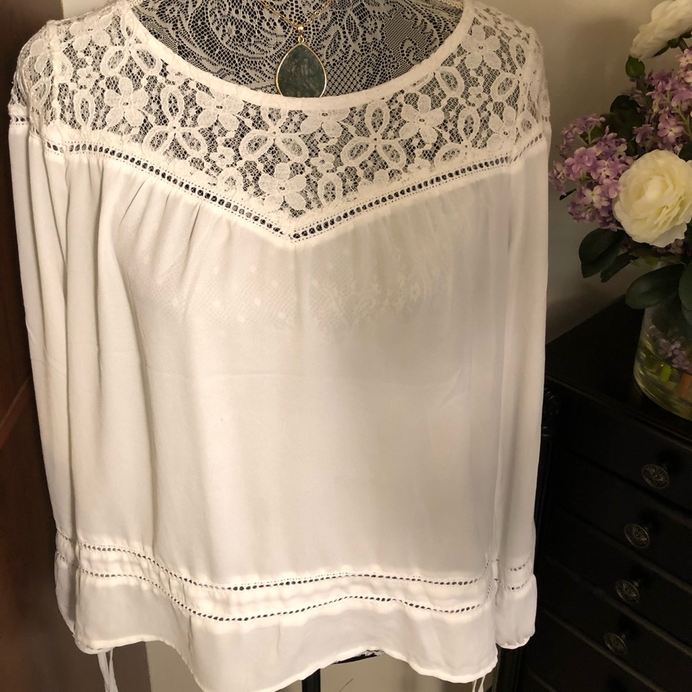 White lace top blouse